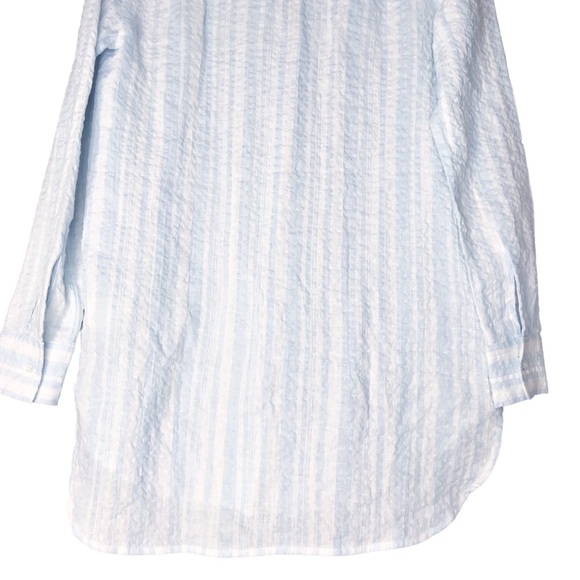 Small Oversized 100% Linen Standard James Perse Blouse Shirt Button Up Stripes - Picture 11 of 14